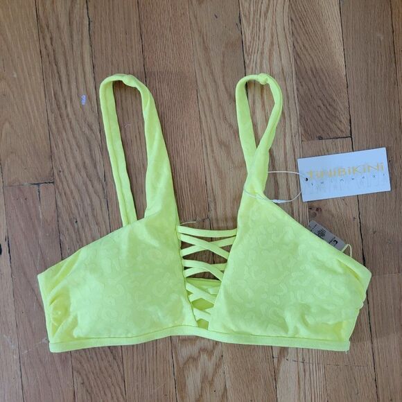 TiniBikini Women's Neon Citrus Pullover Swim Bikini Top Size Large - Picture 1 of 6